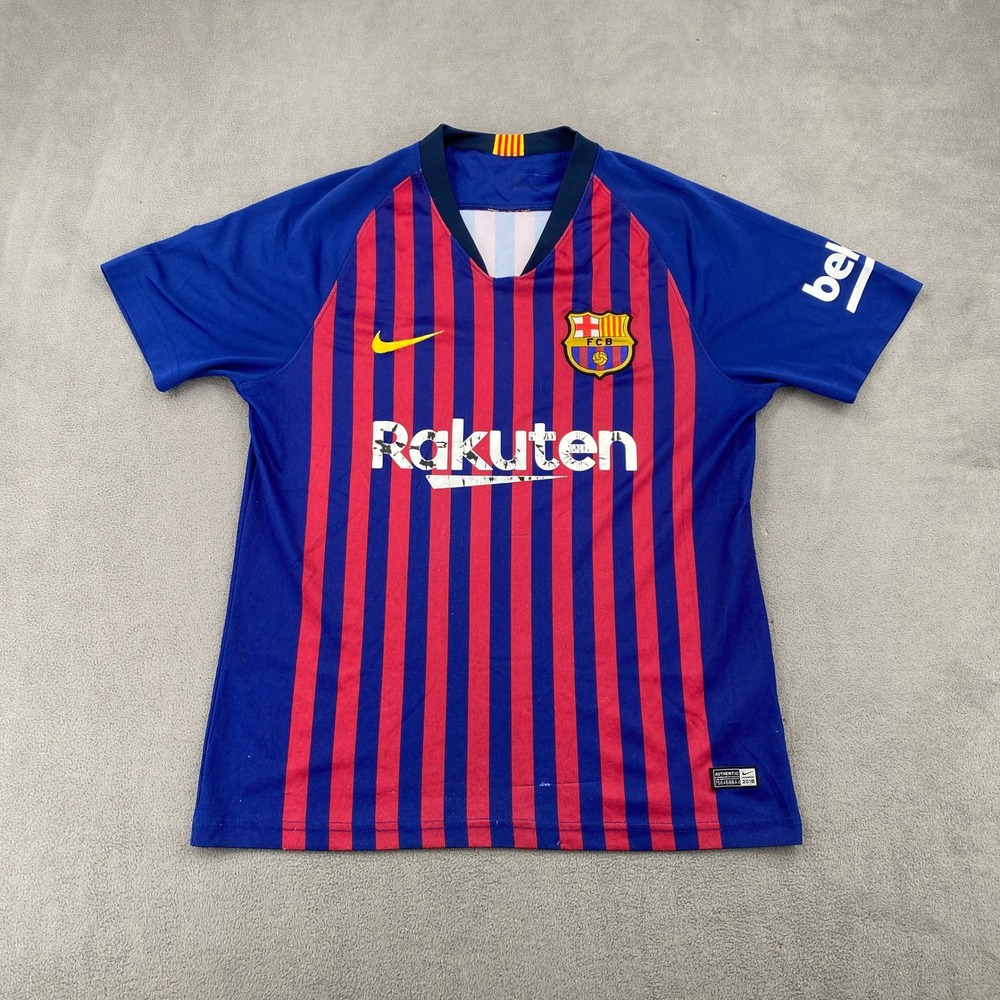 Nike FC Barcelona 2018-19 Home Jersey Messi 10 Blue Red Striped Soccer Shirt M